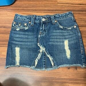 True Religion Joey distressed mini denim skirt size 27